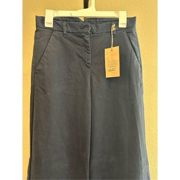 Made in Italy Dixie Denim Collection Extra Wide Leg Cotton Trousers Pants in Nig - Picture 4 of 8